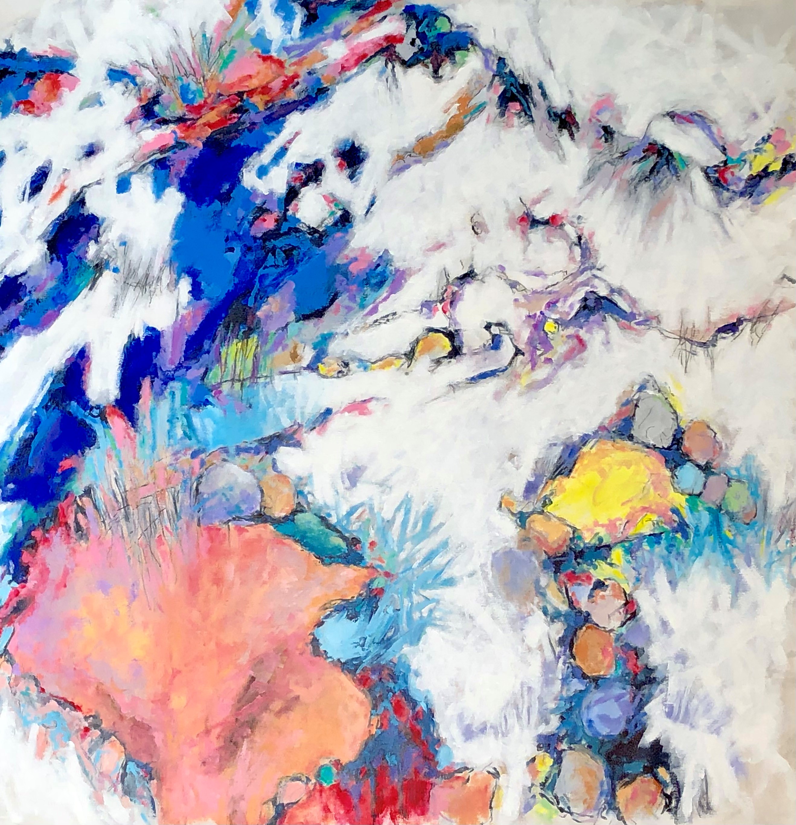 When the Oceans Were Young 38x38 Acrylic Mixed Media